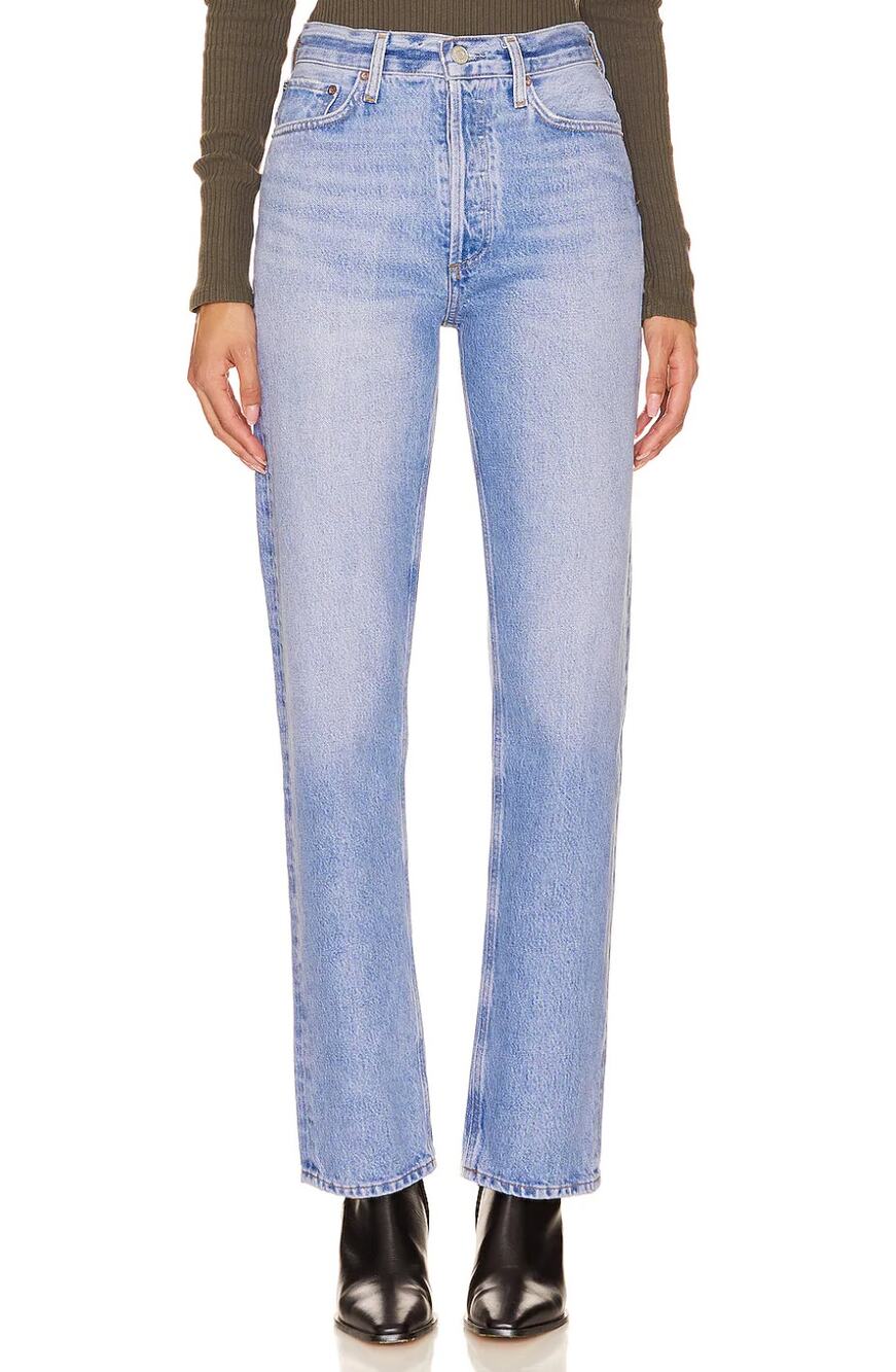 AGOLDE 90's Pinch High-Waist Straight Leg Jeans Light Blue Wash Women's Size 28